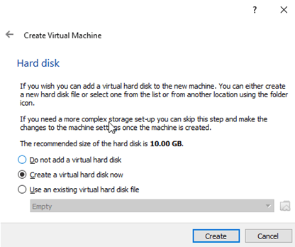 Creating Virtual Hard Drive