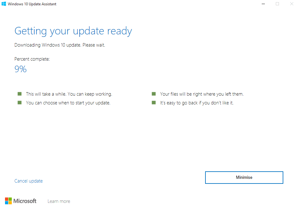 Downloading Windows 10 Update