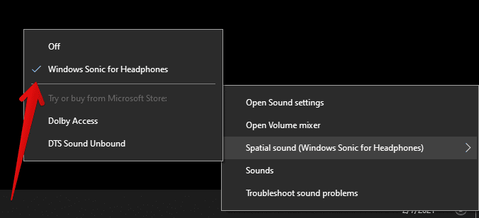 Toggling The Spatial Sound ON