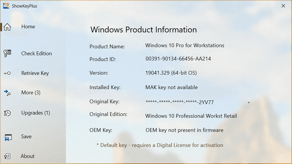 Windows Product Key Finder - ShowKeyPlus