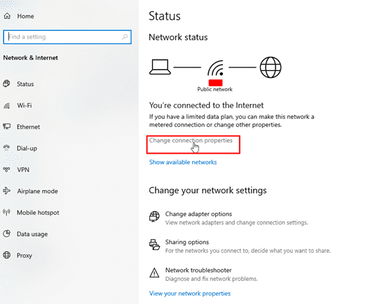 Changing Connection Properties