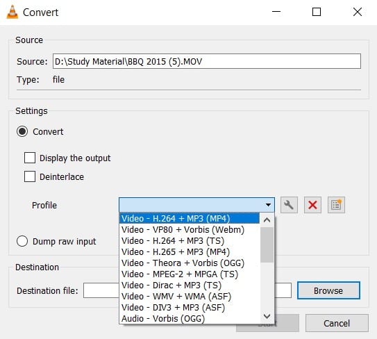 Choosing Conversion Format