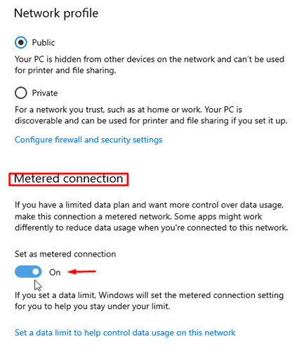 Setting Wi-Fi as Metered Connection