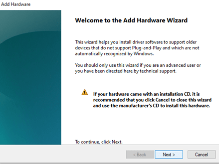 Add hardware wizard