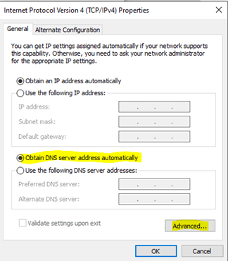 Check Obtain DNS server address automatically