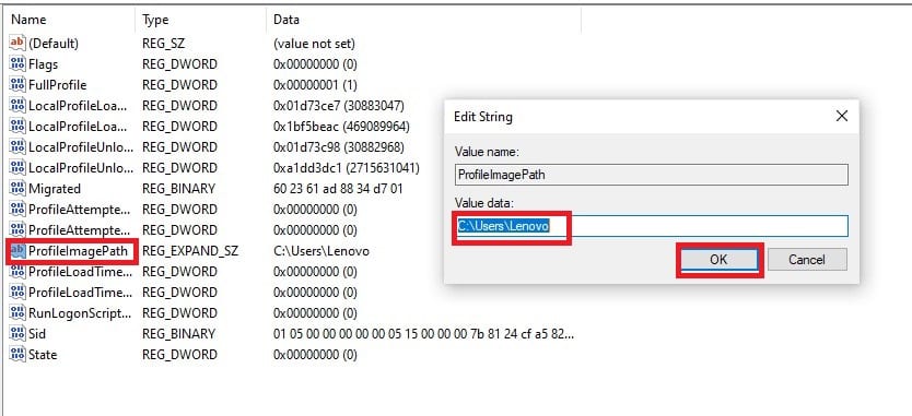 Checking the Value data from ProfileImagePath