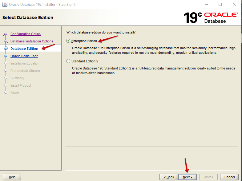 Choosing database edition