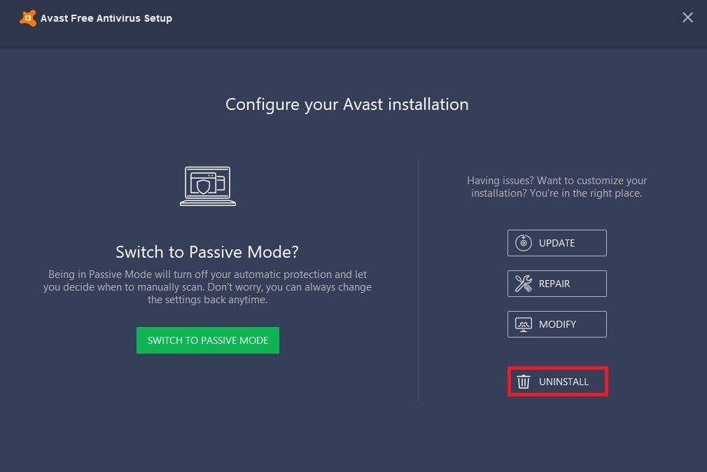 Configuring Avast Installation