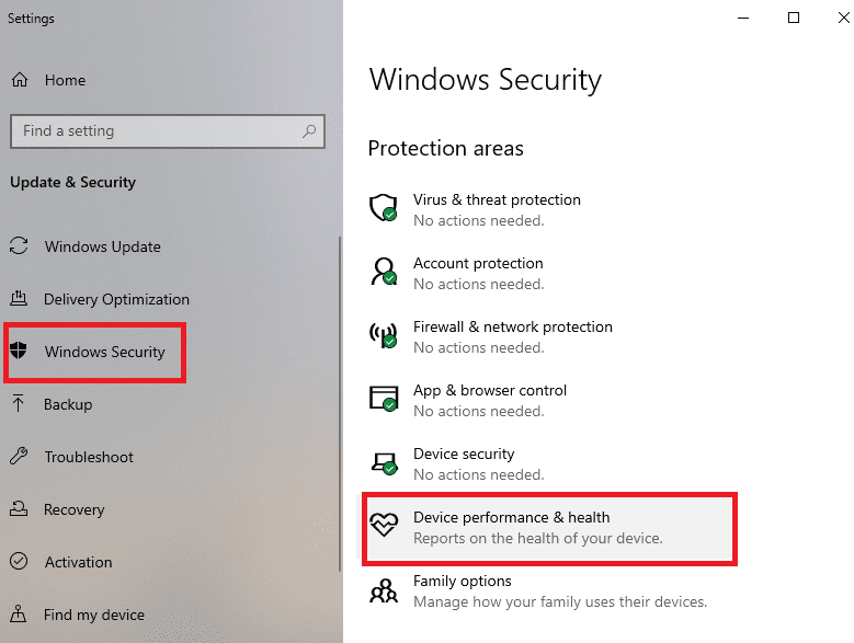 Device & Performance in Windows Security