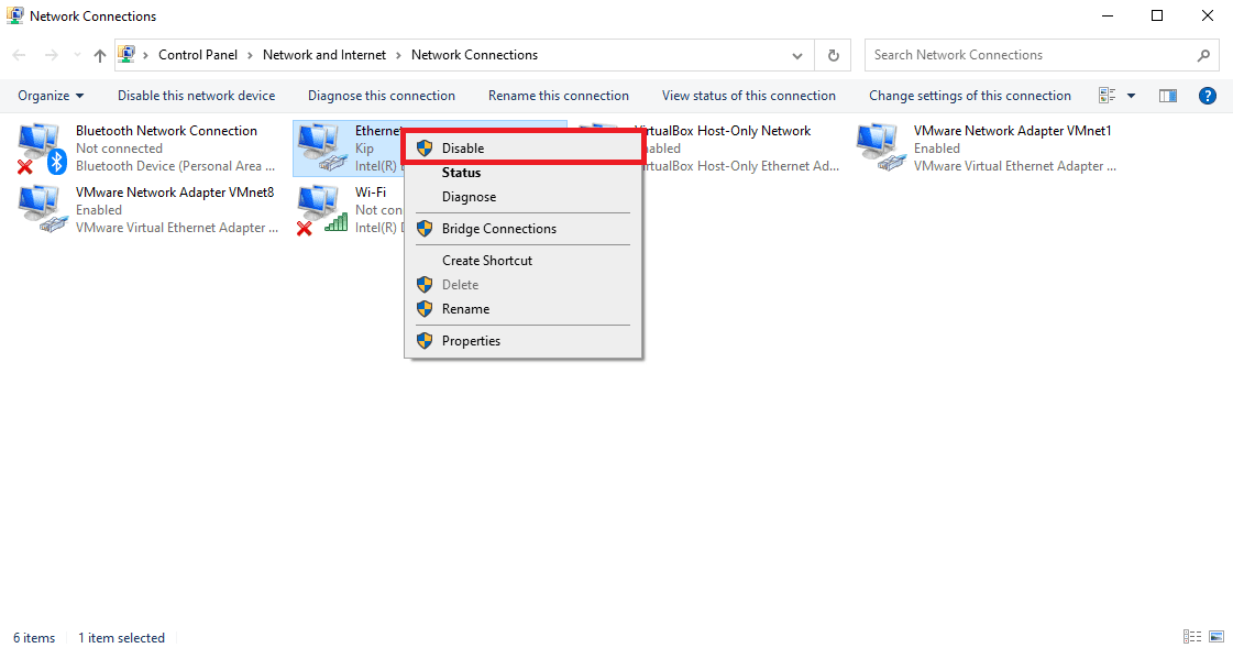 Disable Internet connections