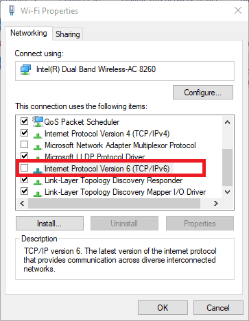 Disable Internet Protocol Version 6