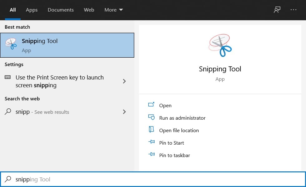 Launching Snipping Tool