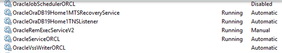 Oracle running services