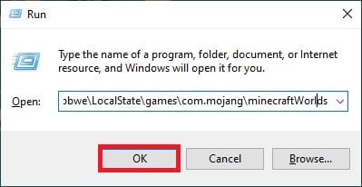 Pasting Command on Run Dialog box