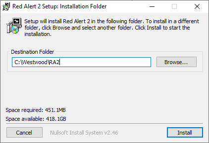 RA2 Install folder