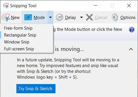 Snipping Tool Mode