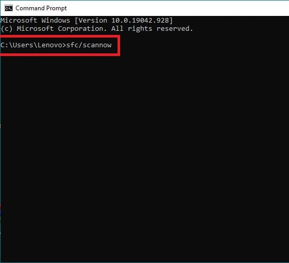 Typing command in Command prompt