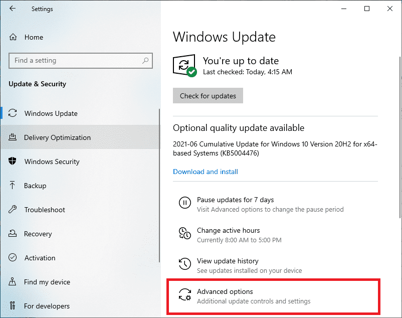 Windows Update Settings