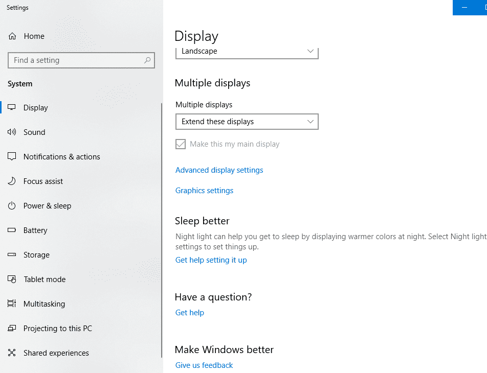 Advanced display settings