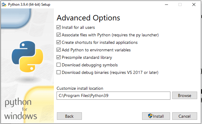 advanced options