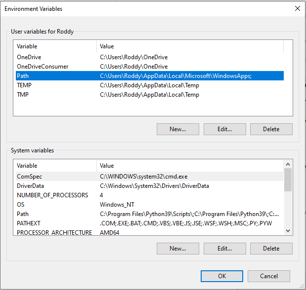 Environment variables