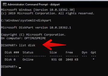 List disk partitions