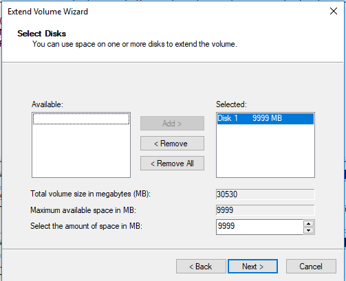 Disk size