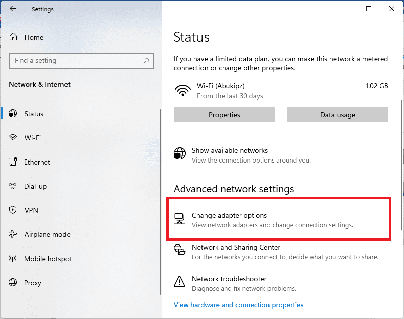 Change Adapter options