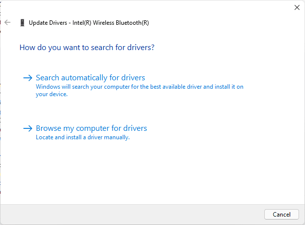 choose your preferred method to update the drivers