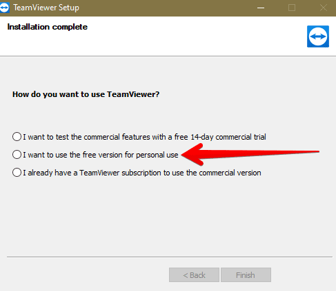 Choosing the Type of TeamViewer