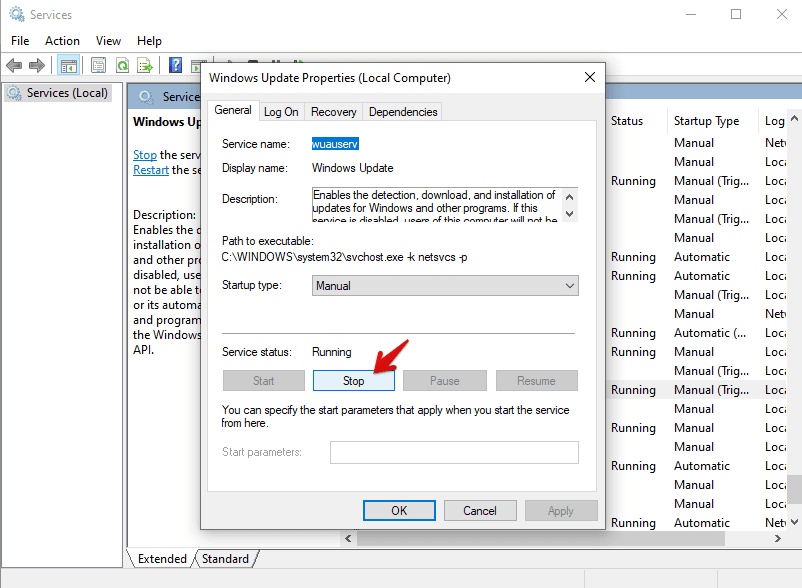 Clicking-on-stop-wuauserv