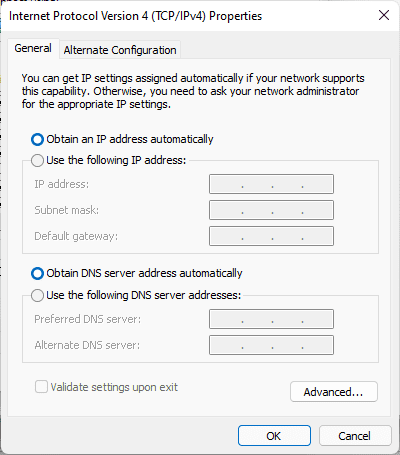 Internet Protocol version 4 properties