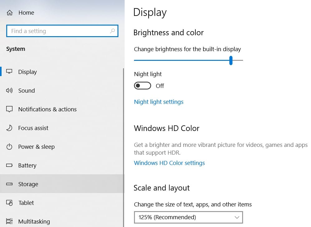 Opening Storage Settings