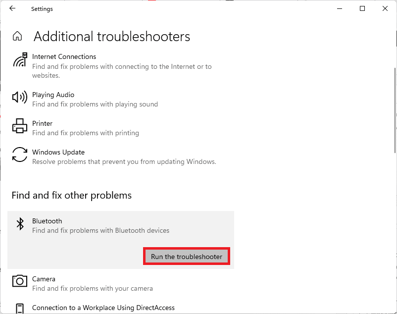 run bluetooth troubleshooter