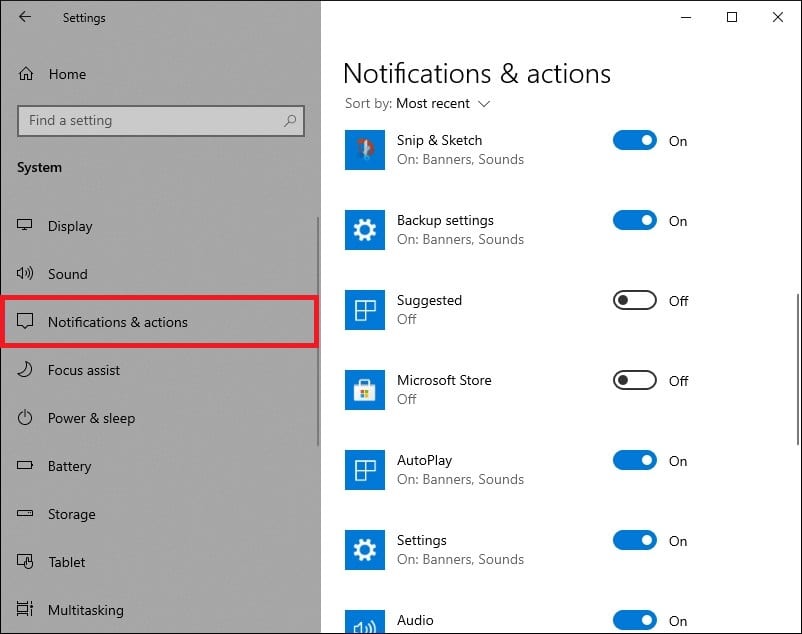 Turning off Notifications of desired apps
