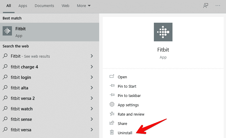 Uninstalling Fitbit