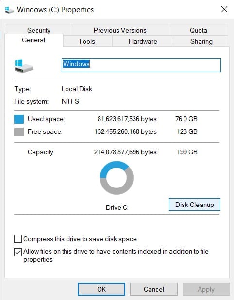 Windows C Disk Cleanup