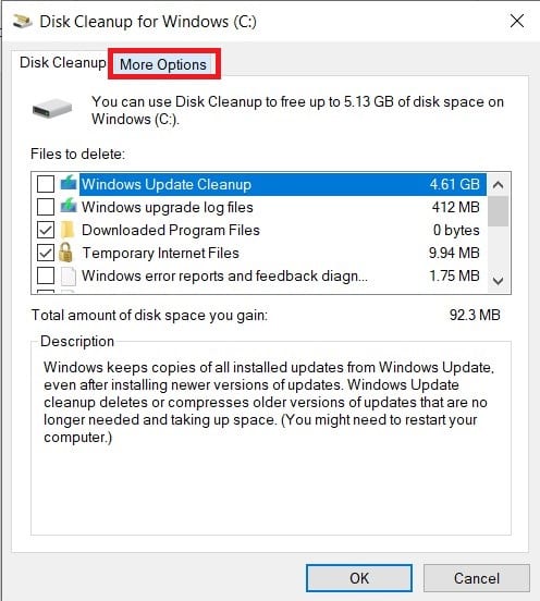 Windows C More Options