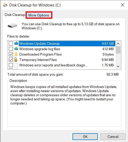 Windows C More Options