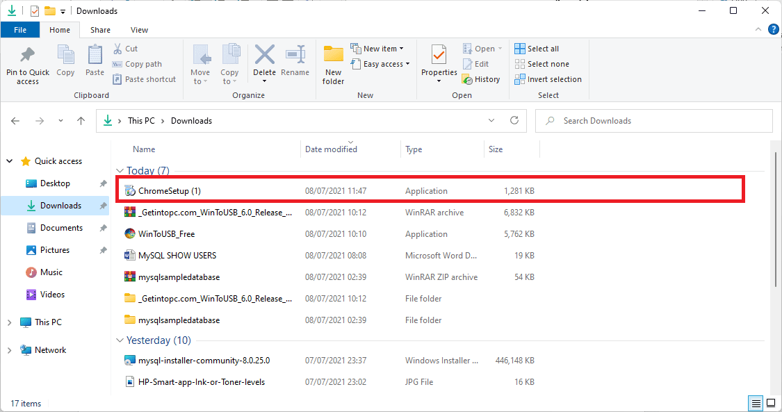 Chrome installer file