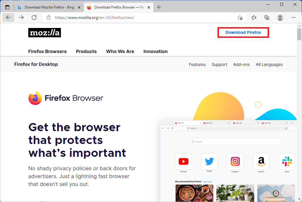 Click Download Firefox