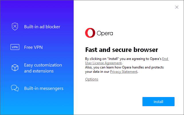 Install Opera browser