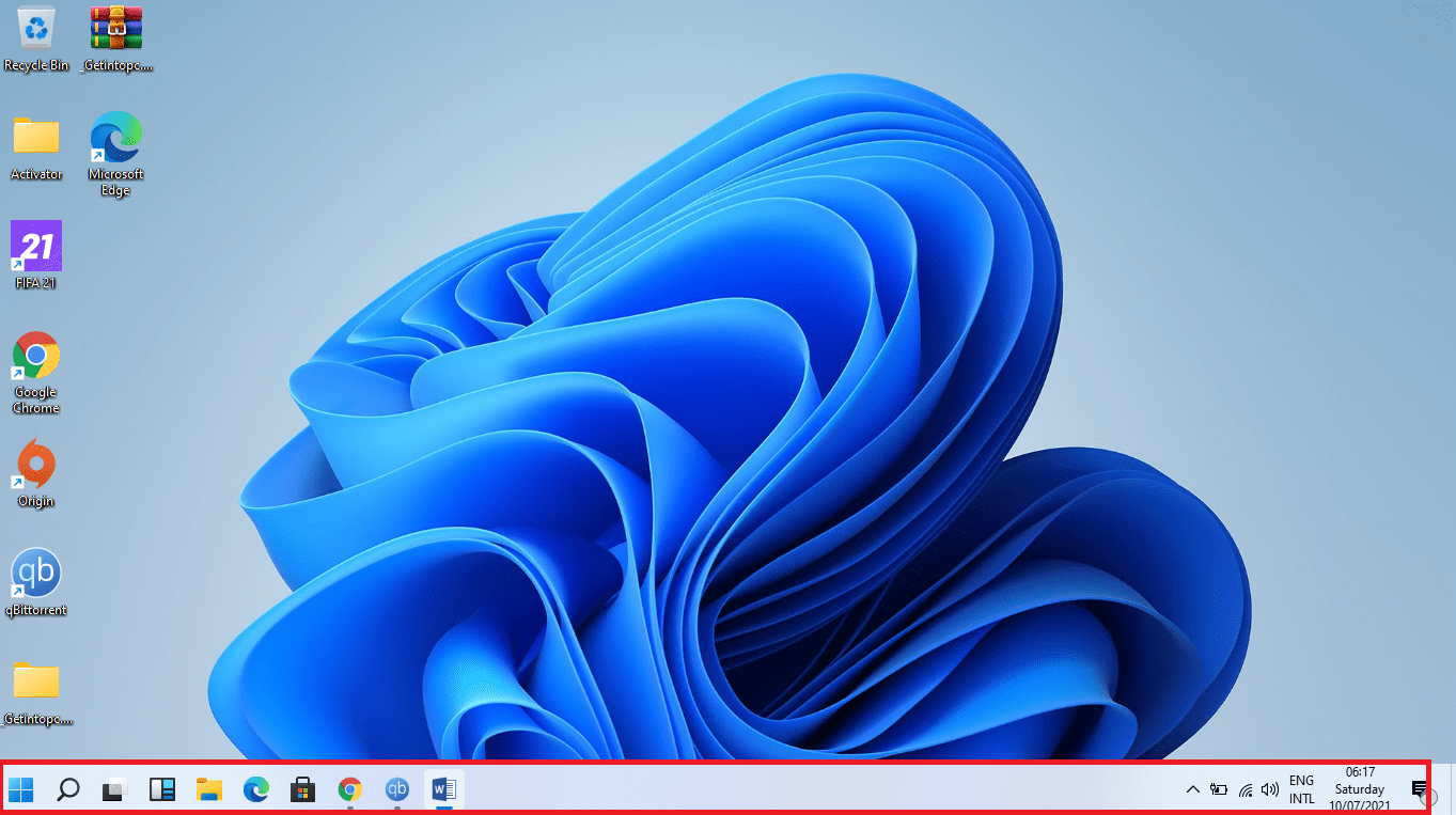windows 11 desktop after changing taskbar alignment