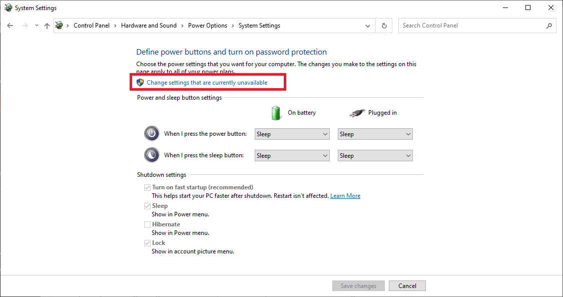 change settings that are currently unavailable