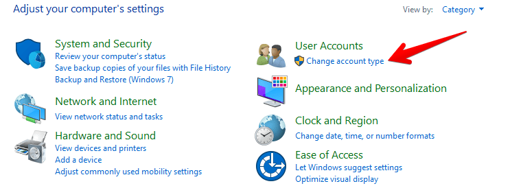 changing account type