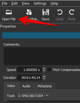 Importing a file in Shotcut