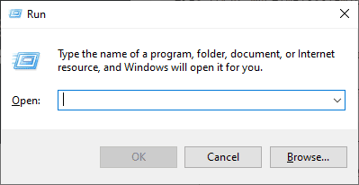 run dialog box