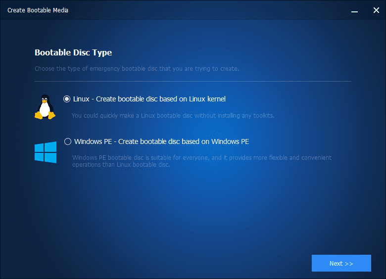  Select Windows PE