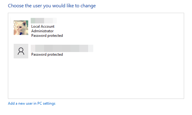 selecting account