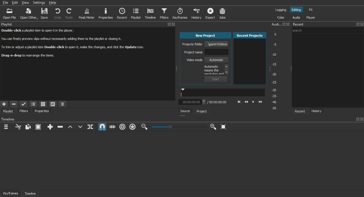 Shotcut video editor interface